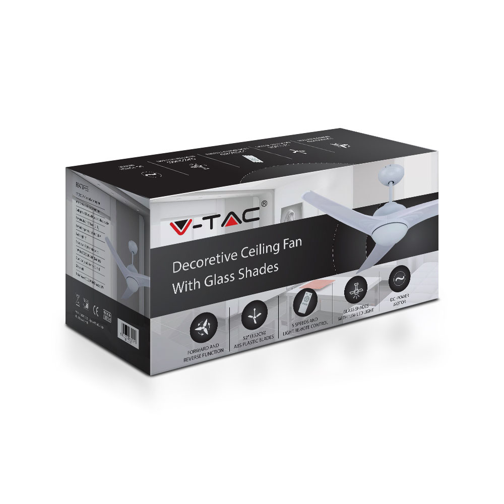 15W 3 in 1 LED Ventilatore a soffitto Controllo RF 3 pale Motore bianco 35W DC