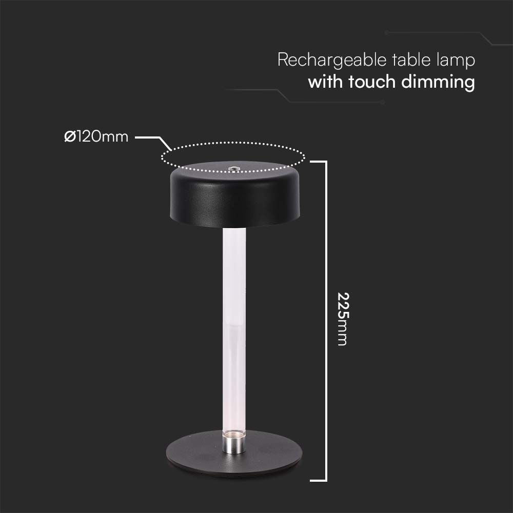 3W LED Table Lamp (D120*260) 3IN1 BlackTransperent Center Pillar