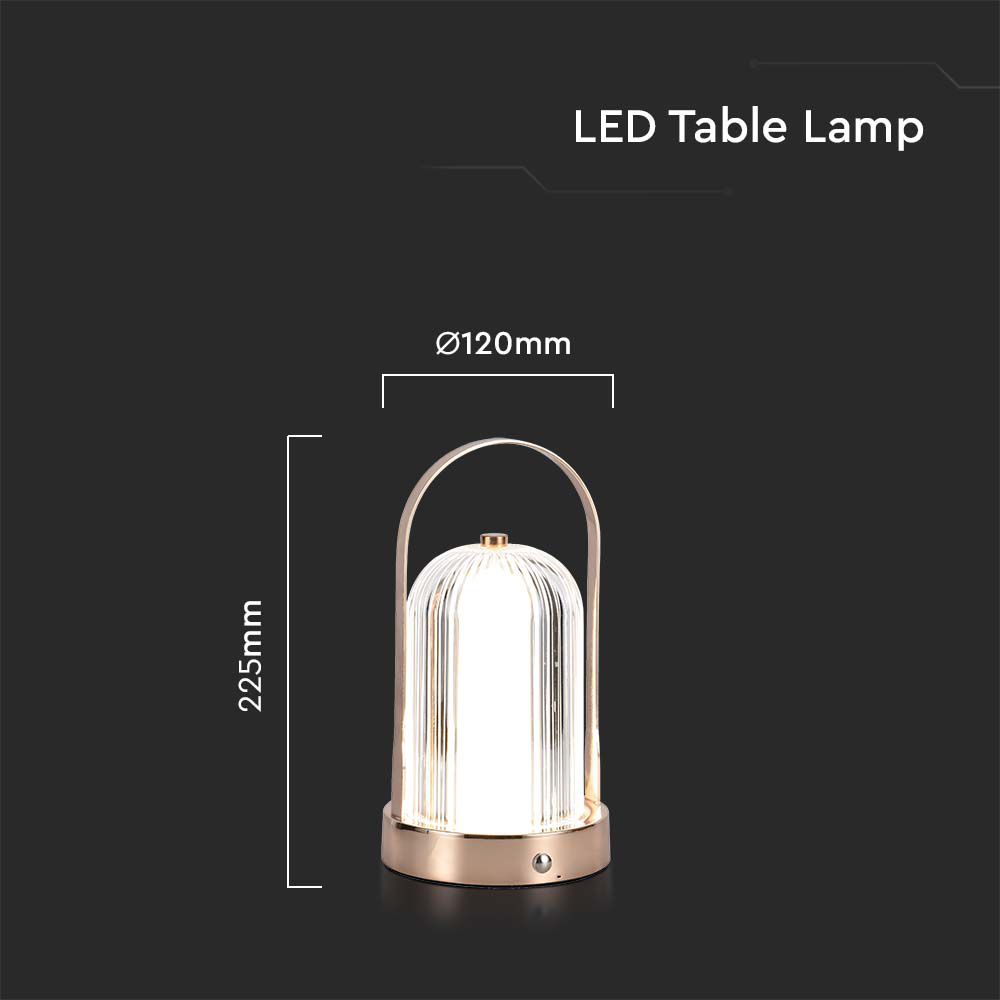 Lampada LED da Tavolo 1W 120x190 Colore Bronzo antico Ricaricabile con USB C Touch Dimmerabile 3in1