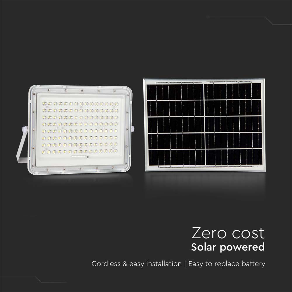 20W LED Solar Floodlight 4000K Replaceable Battery 3m Wire White img 2