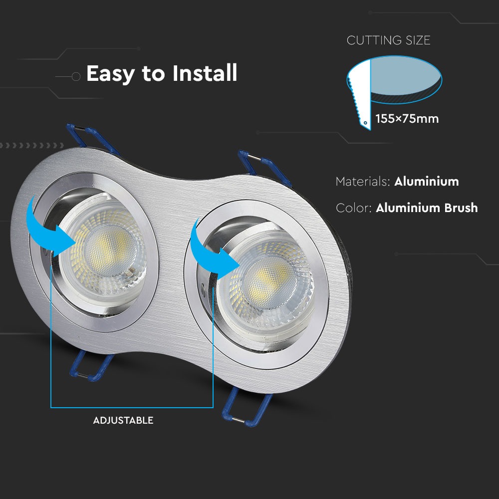 2*GU10 Corpo Rotondo Aluminium Brush img 1