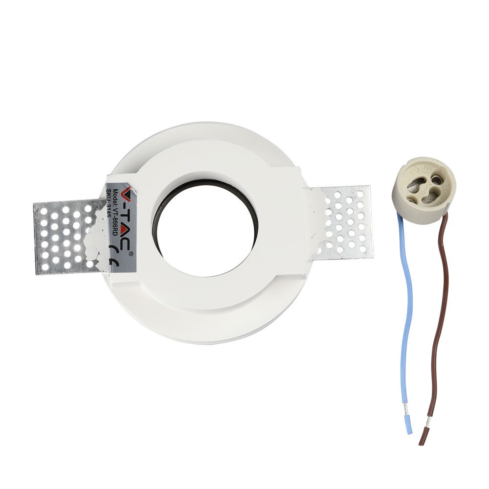 GU10 Fitting Gesso White Recessed Light Black Metal Rotondo img 3