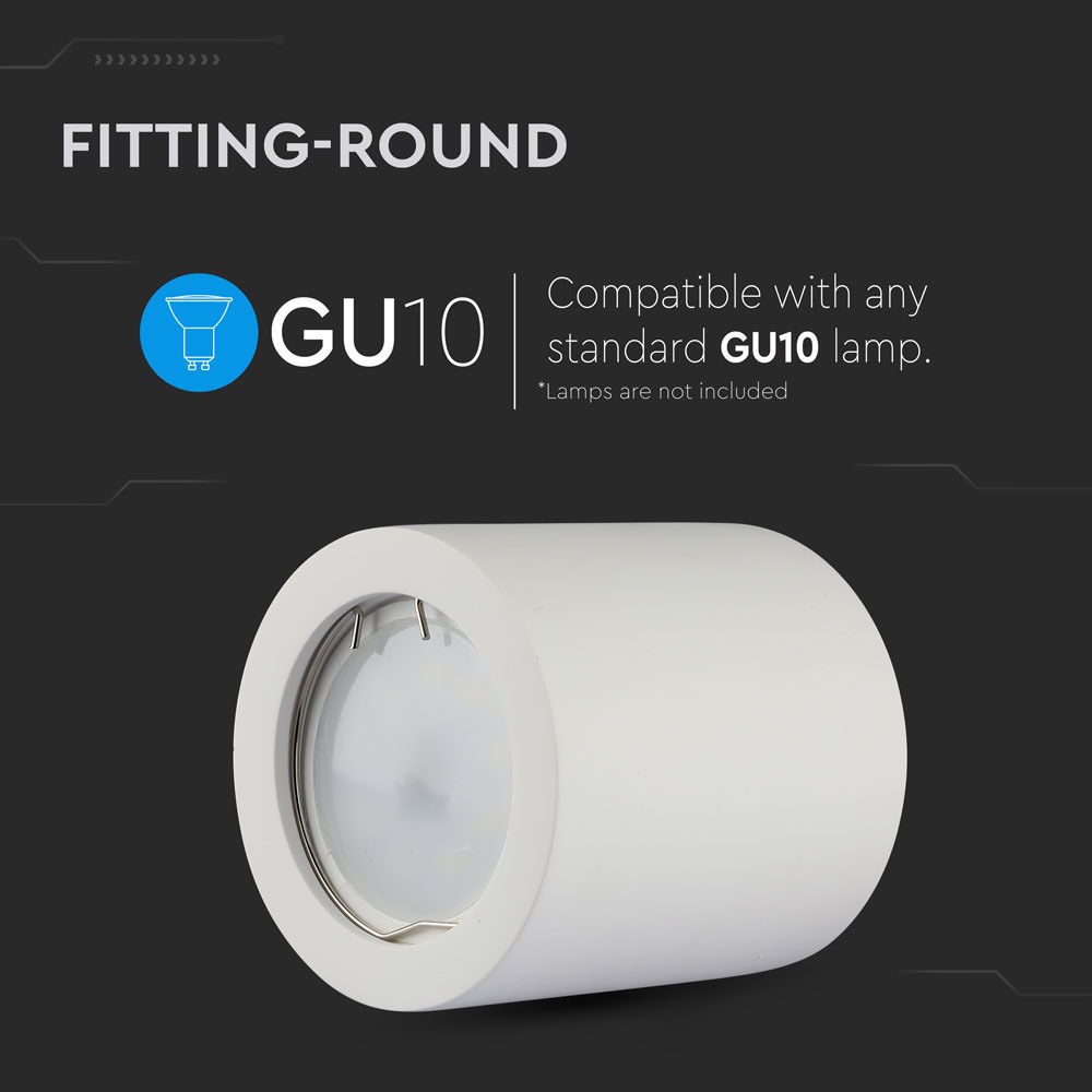 GU10 Fitting rotondo gesso bianco