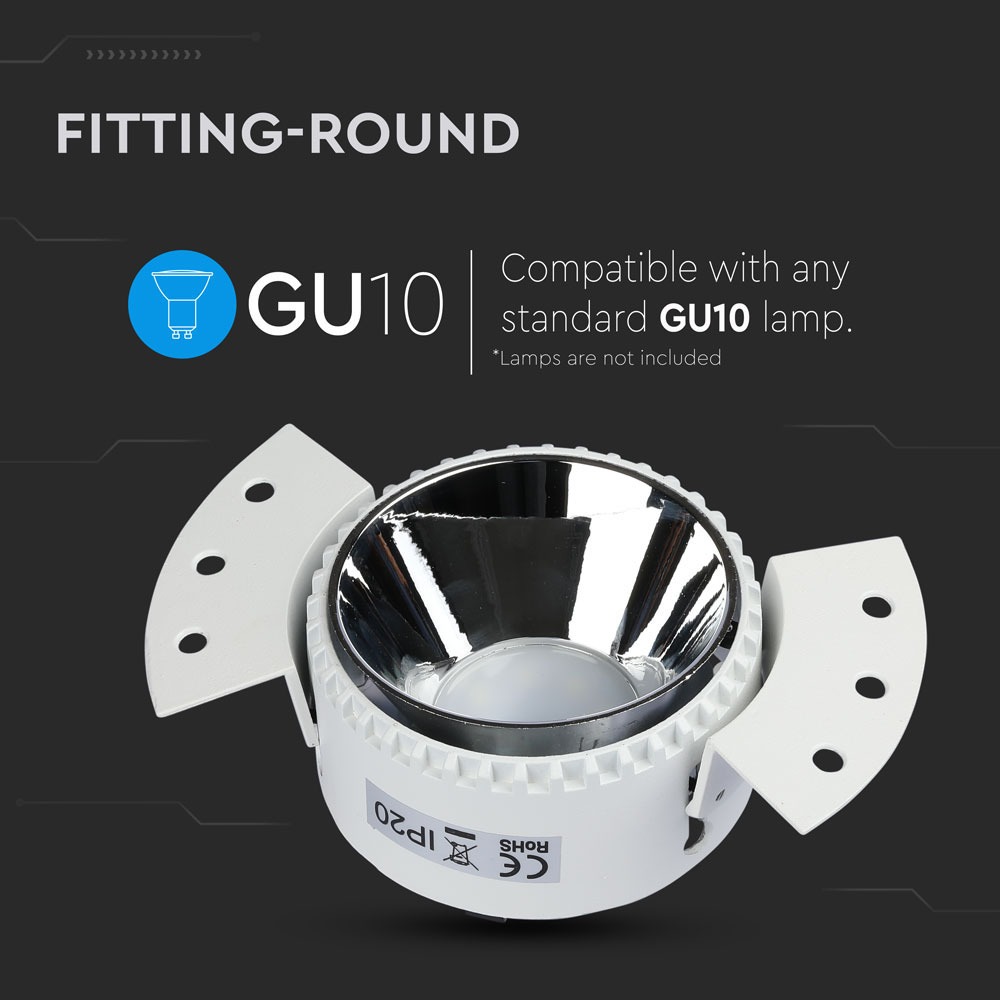 GU10 Fitting Rotondo Bianco Frame, Chrome Reflector