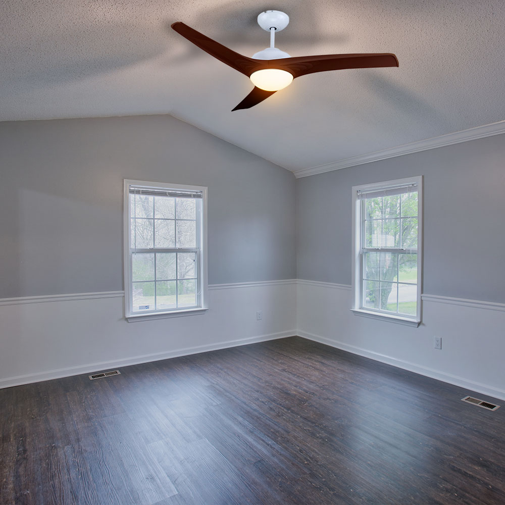 15W 3 in 1 LED Ventilatore a soffitto Controllo RF 3 pale Motore marrone 35W DC img 1