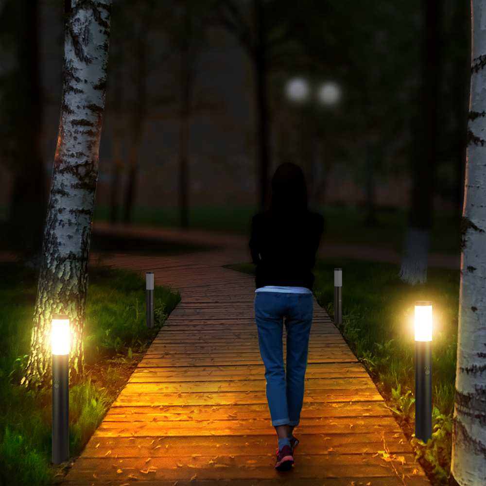 Bollard Lamp 80CM With PIR Sensor Stainless Steel Body Black IP44 img 1