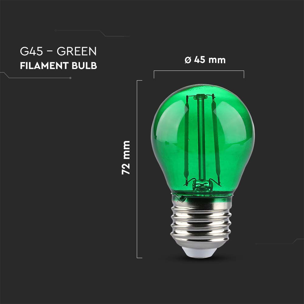 LED - 2W Filament E27 G45 Green