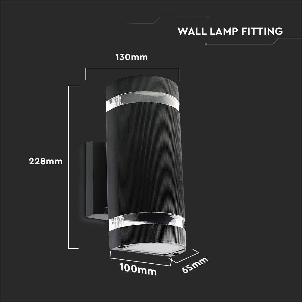  Wall Light Black Body IP44 E27 Round