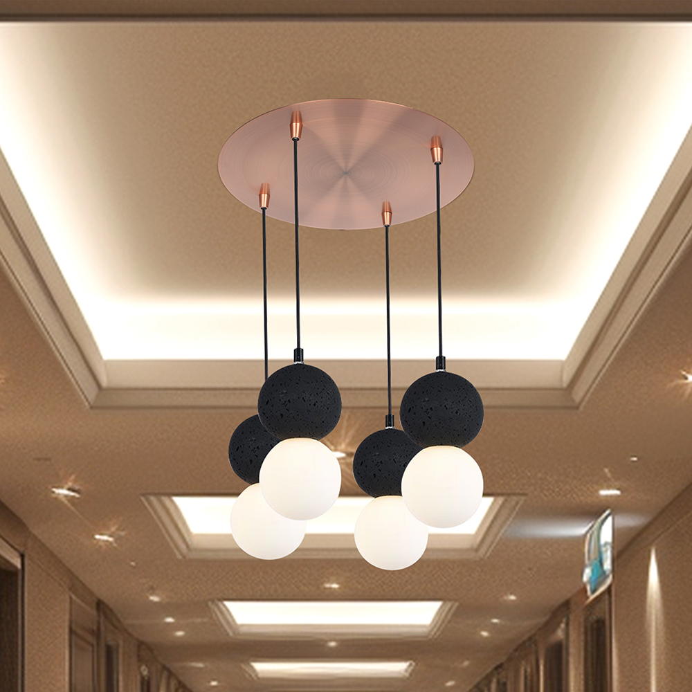 Rosone per Lampadario in Acciaio d:300*h:25mm con 4 Fori Colore Rame img 1