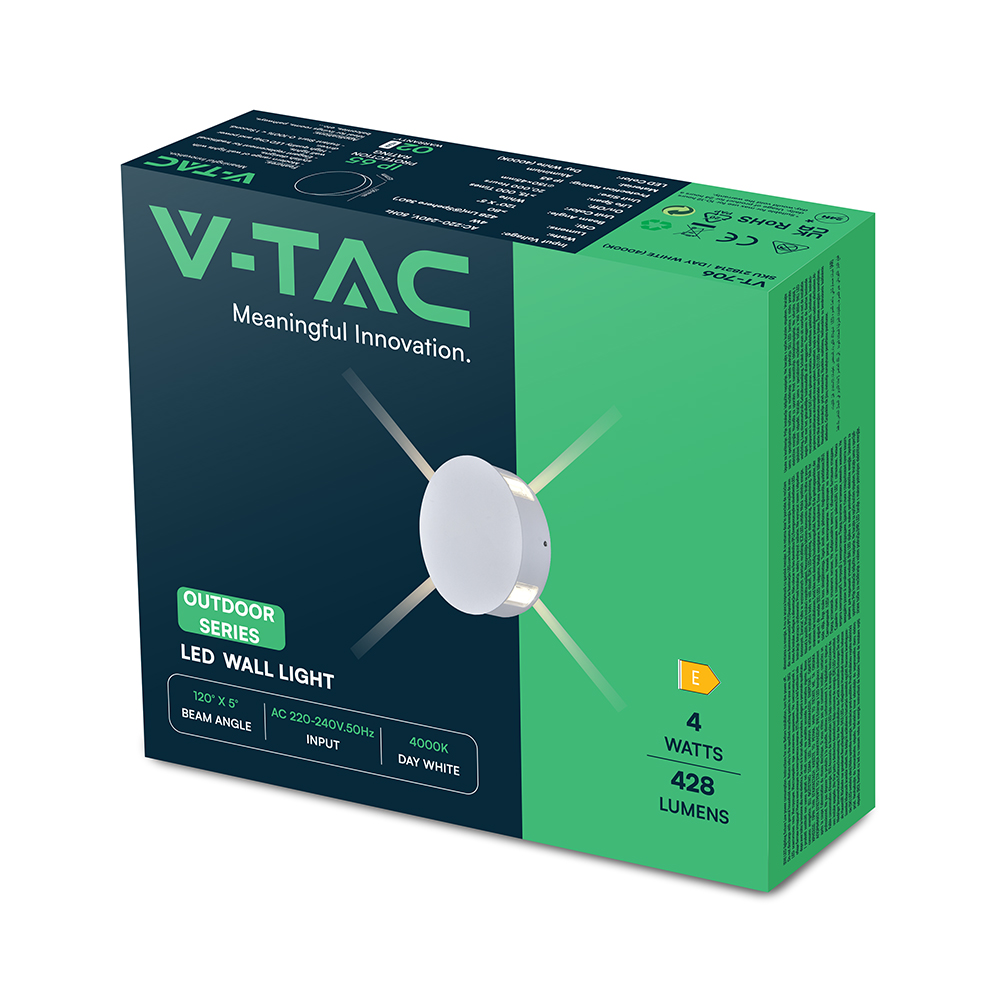 4W LED Wall Light Black Body Round 4000K IP65