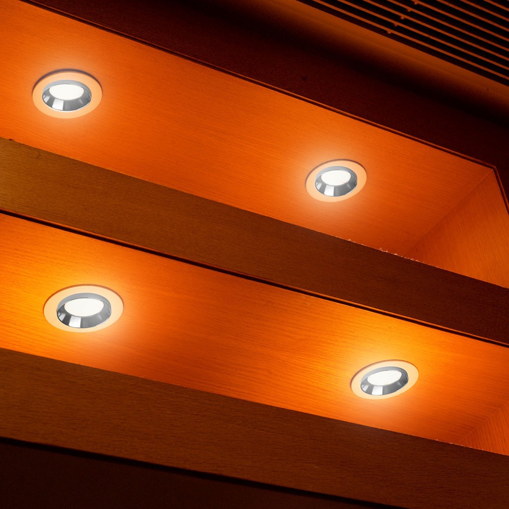 GU10 Fitting Gesso White Recessed Light Black Metal Rotondo