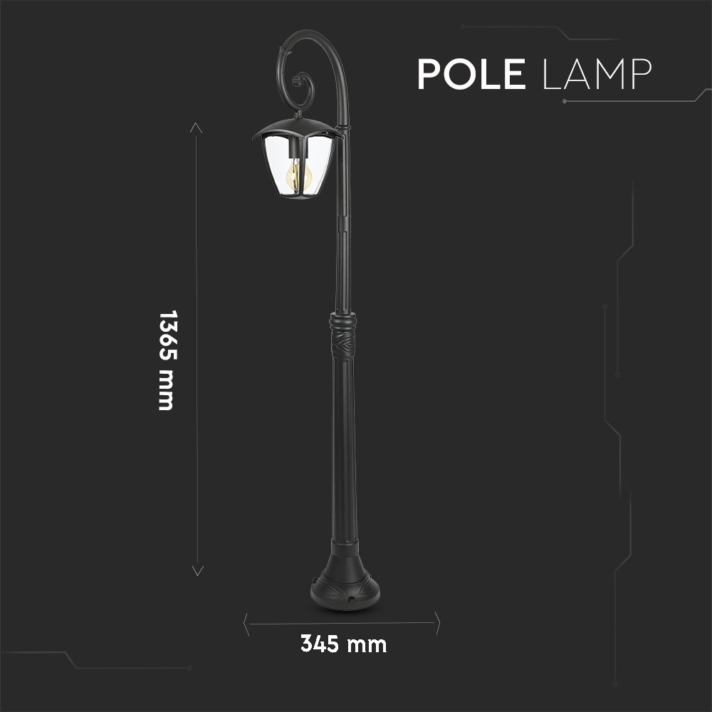 Lampada Giardino 1xE27 1365mm IP44 Nero