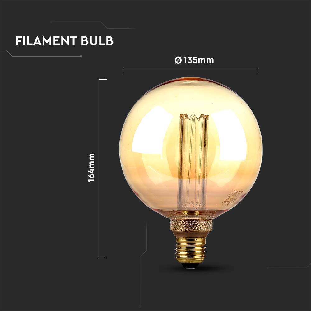 LED - 4W Filament E27 G125 Amber ART 1800K