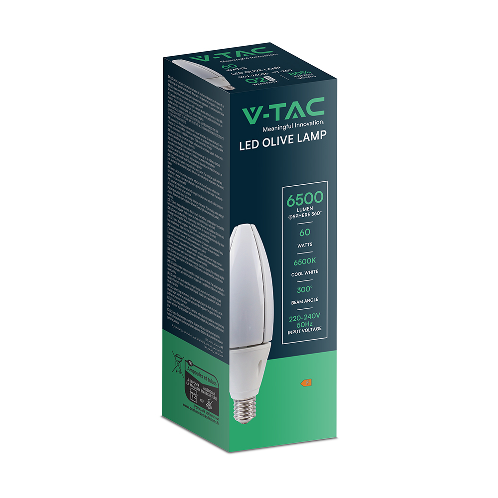 60W LED Bulb E40 Olive Lamp 6400K
