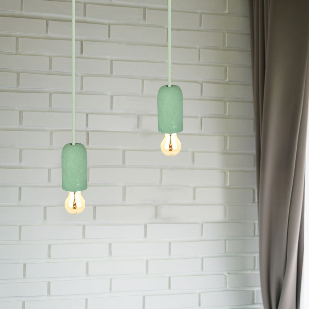 Lampadario con Portalampada Calcestruzzo Verde