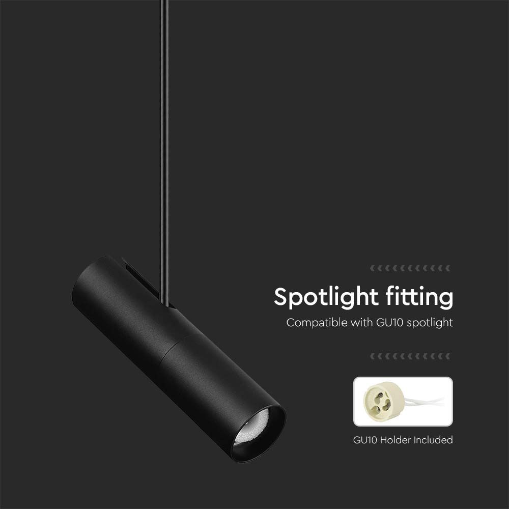 Portafaretto LED a Sospensione GU10 Corpo in Alluminio Nero img 1