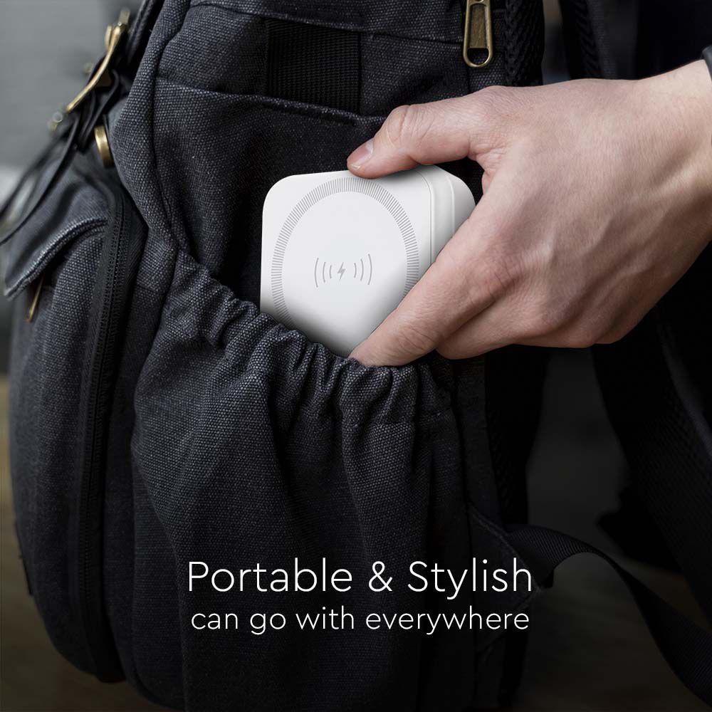 ower Bank 10000 mAh MagSafe Ultra Sottile Magnetico con Ricarica Wireless Colore Bianco img 2