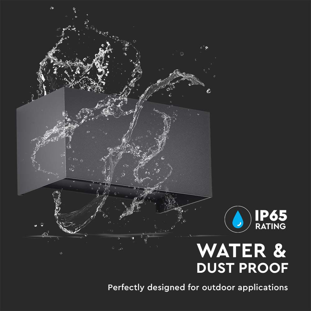 24W LED Wall Light Black Body 3000K IP65 img 2