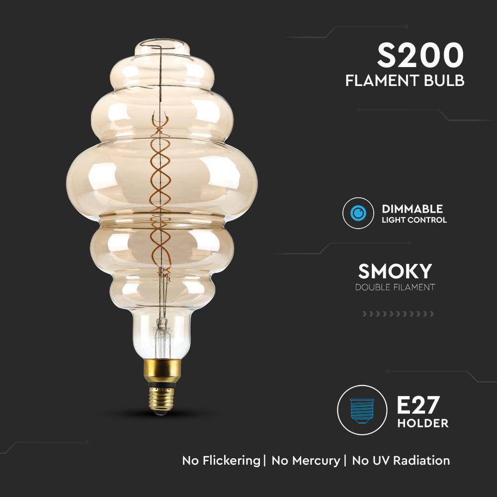 LED - 8W Double Filament E27 S200 Smoky Dimmable 2000K
