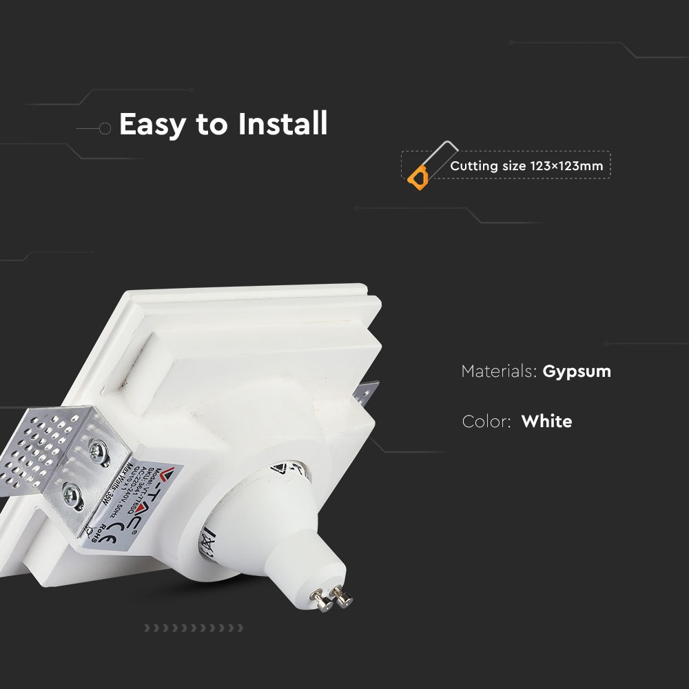 GU10 Corpo Gesso Quadrato Bianco img 1