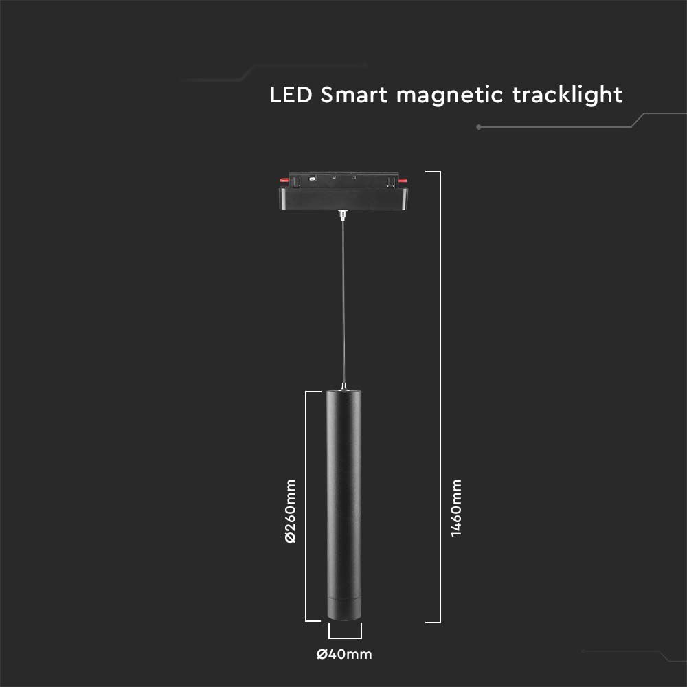 8W LED SMART Hanging Pendant Light Black 3IN1
