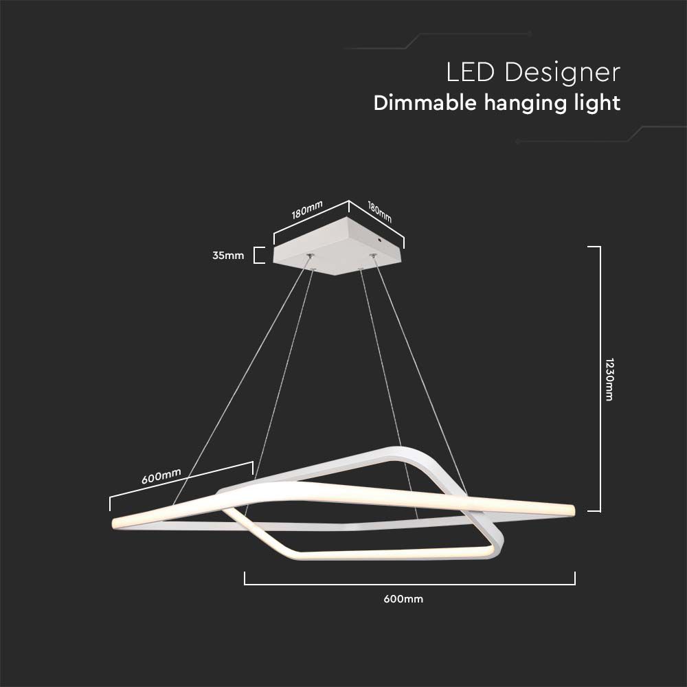 LED Designer Metal Hanging Light White 4000K Dimmable