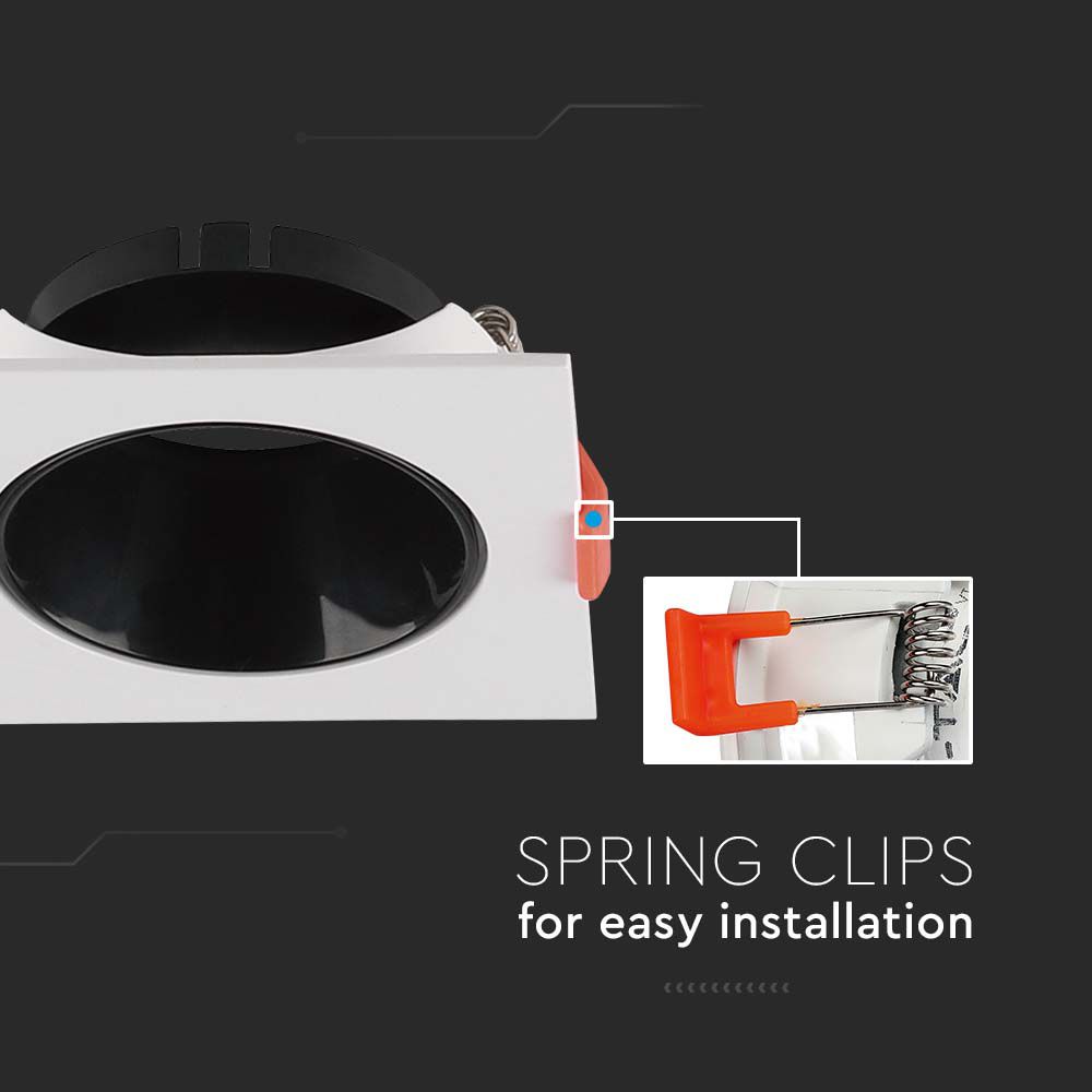 GU10 Fitting Square White Frame + Black Reflector img 1