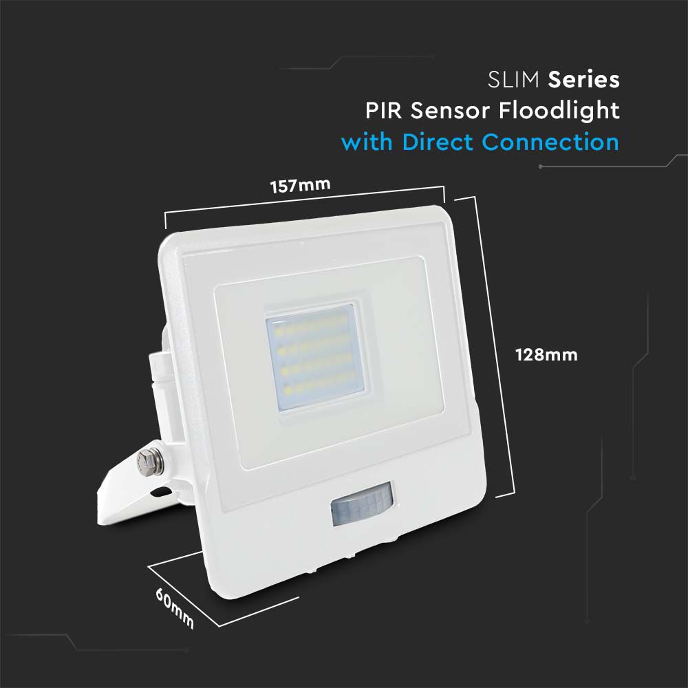 20W LED PIR Sensor Floodlight SAMSUNG CHIP White Body 4000K