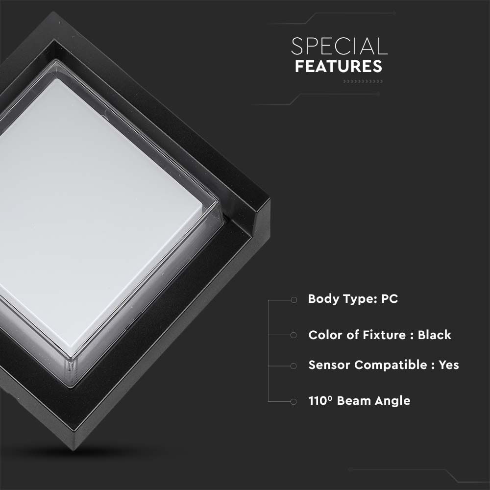 7W LED Wall SamiFrame Black Square 3000K