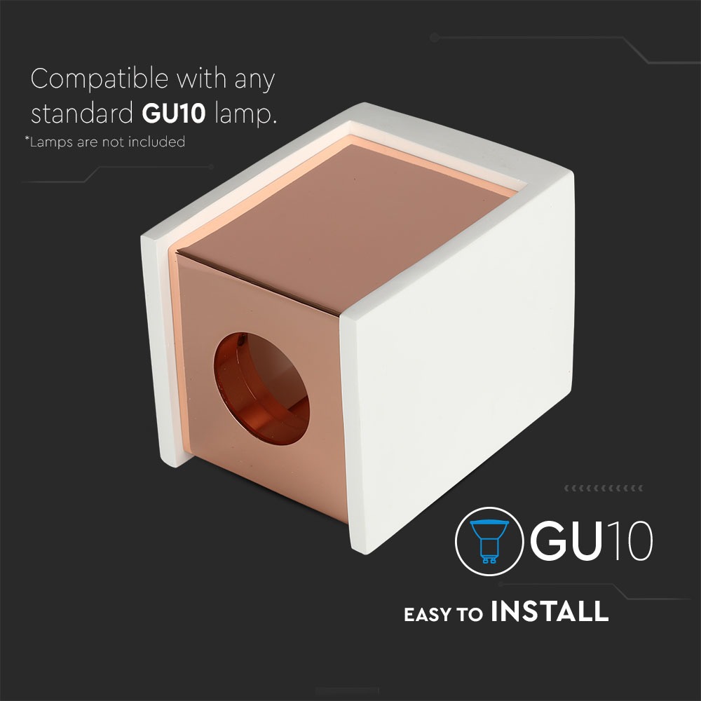 GU10 Fitting Gesso Surface Matt Rose Gold Bottom Quadrato img 1