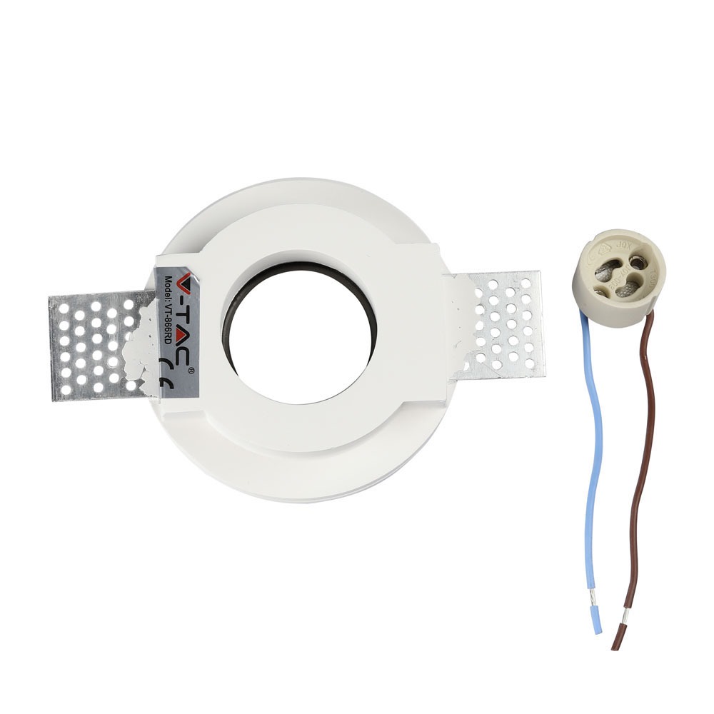 GU10 Fitting Gesso White Recessed Light Chrome Metal Rotondo img 3