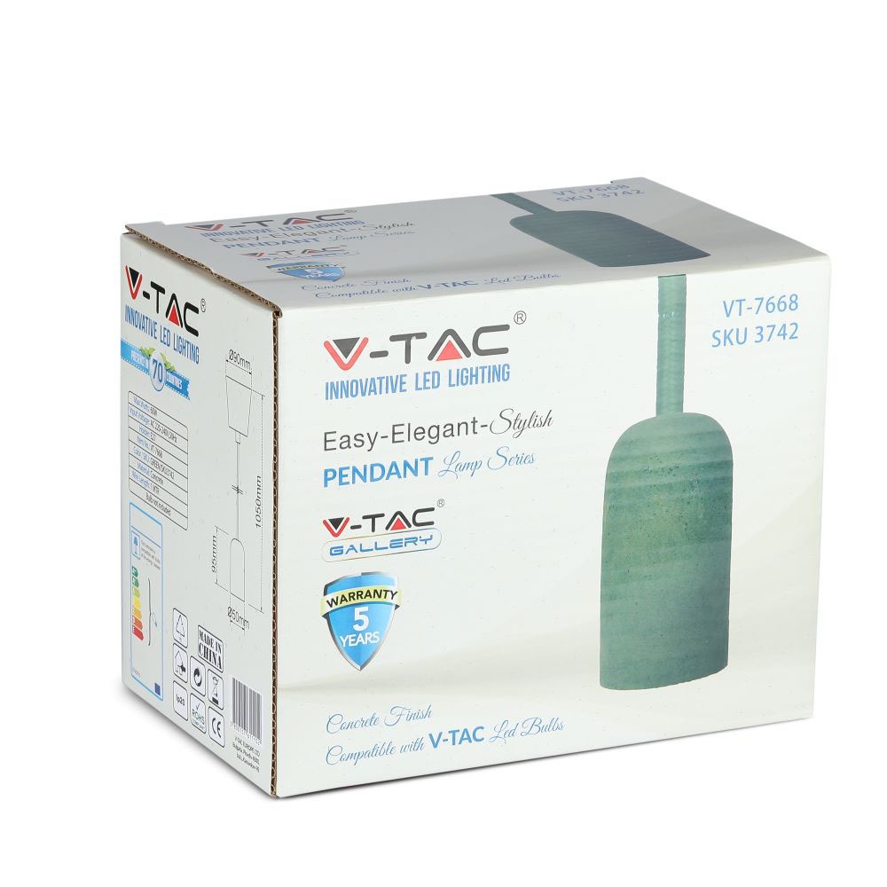 Lampadario con Portalampada Calcestruzzo Verde