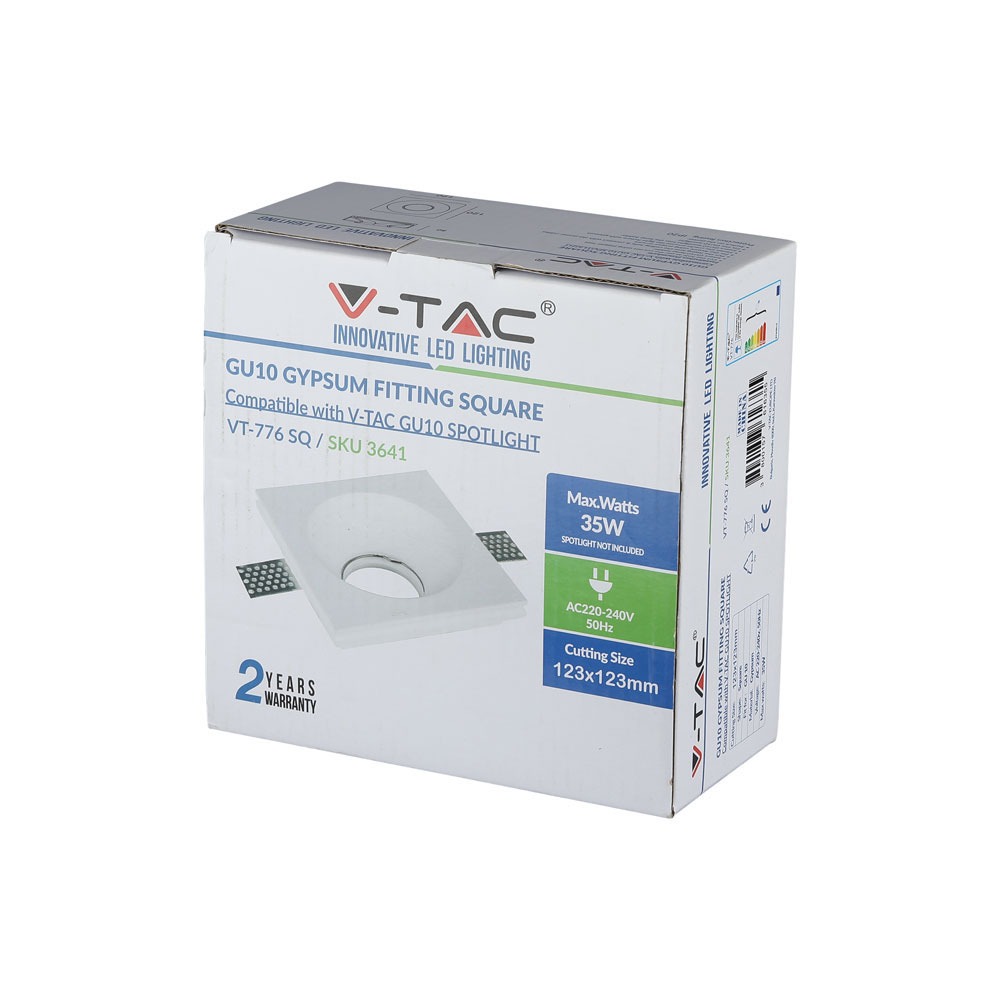 GU10 Corpo Gesso Quadrato Bianco