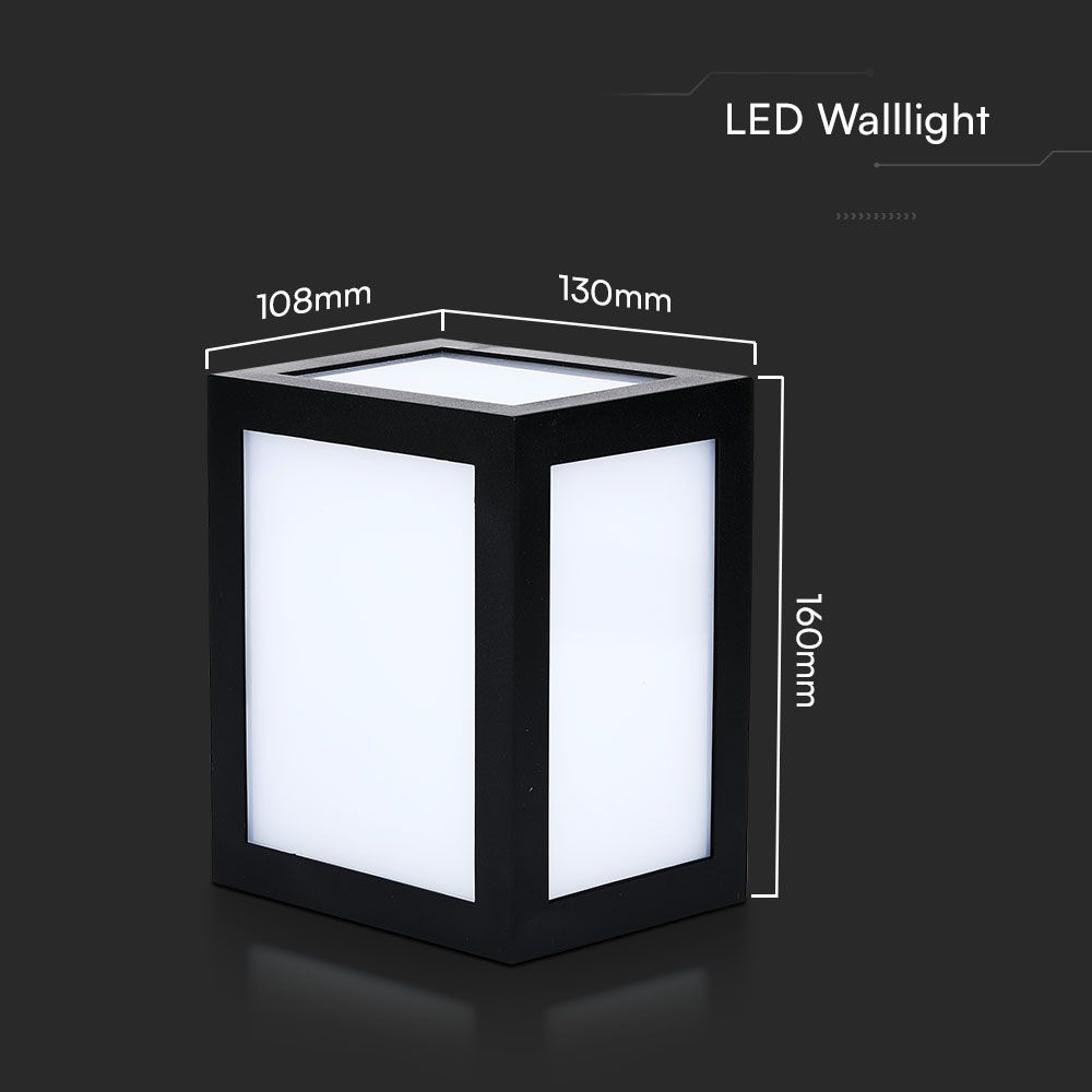 12W LED Wall Light Black Body 3000K