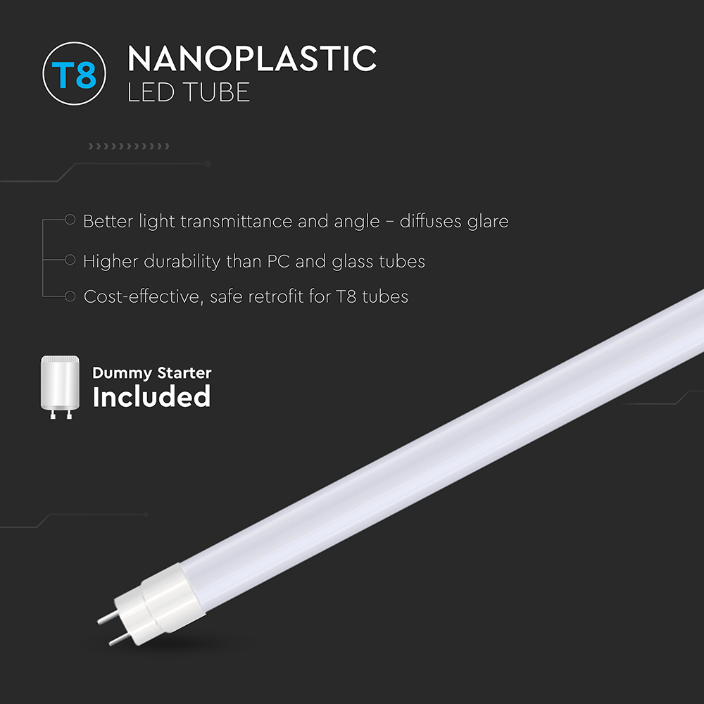 LED Tube T8 9W60 cm Nano Plastic 4000K img 1