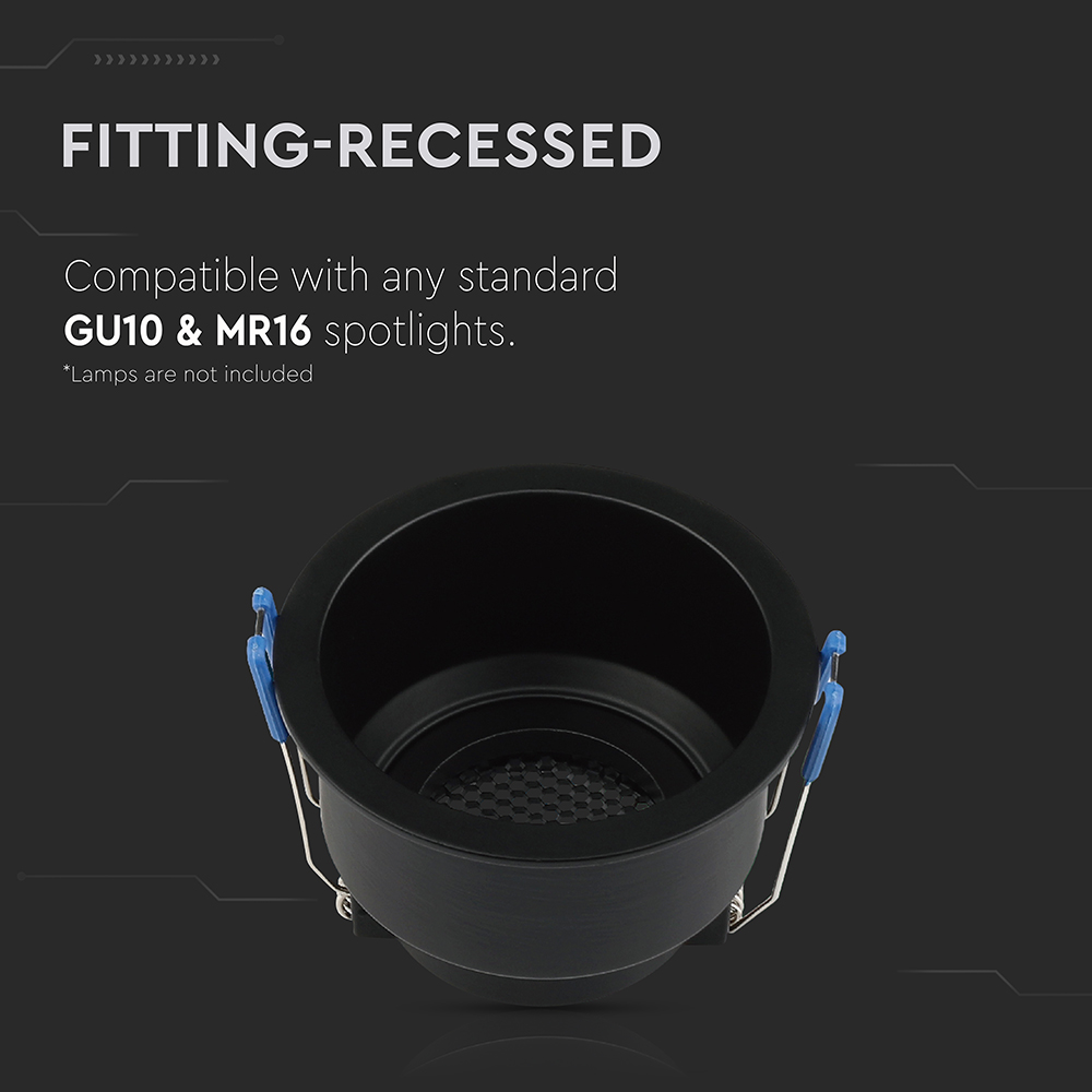 GU10 Fitting Round Aluminum Body Deep Anti Glare Black Body With Hoyne Comb