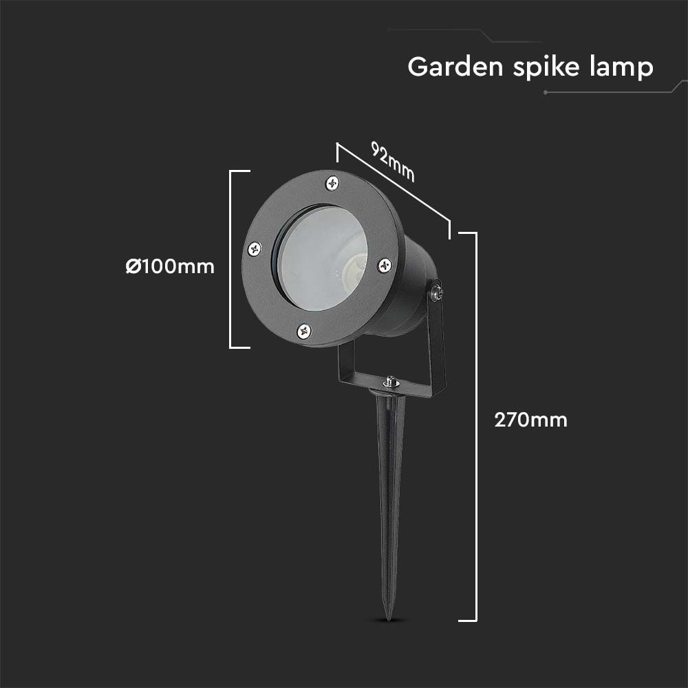 Garden Spike Aluminum GU10 Fitting Black  IP65