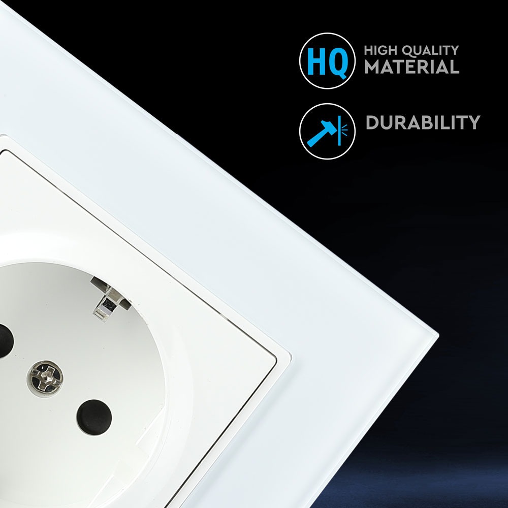 EU interruttore 16A Pannello in vetro Singolo Bianco img 1