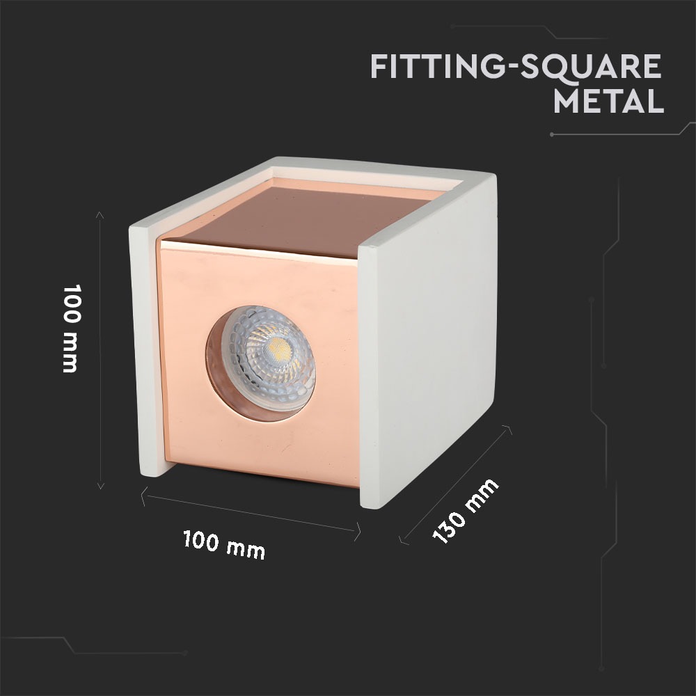 GU10 Fitting Gesso Surface Matt Rose Gold Bottom Quadrato