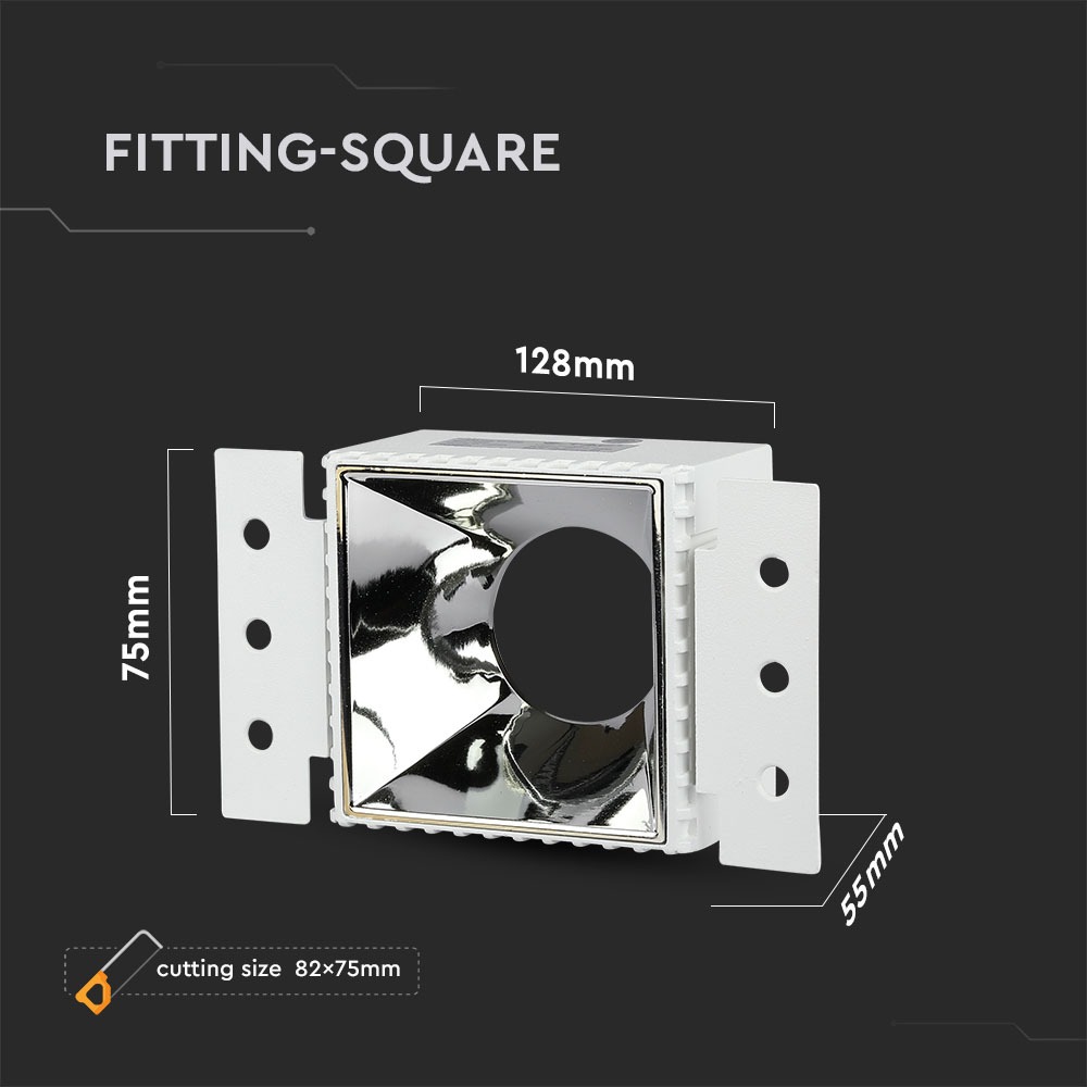 GU10 Fitting Square White Frame Chrome Reflector