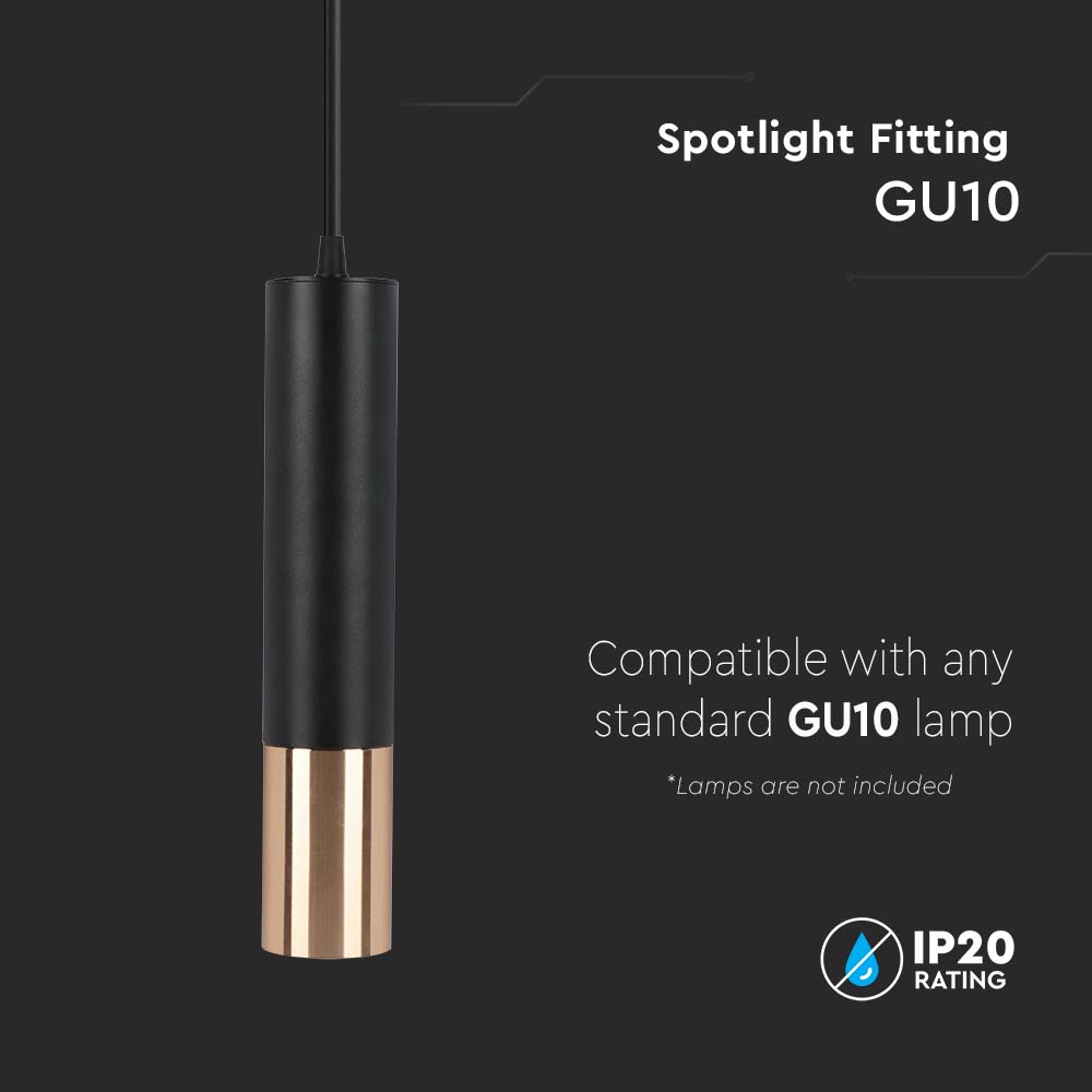 1*GU10 Hanging Pendant Black  Gold D 60*300MM