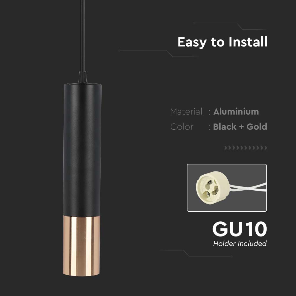 1*GU10 Hanging Pendant Black  Gold D 60*300MM img 1