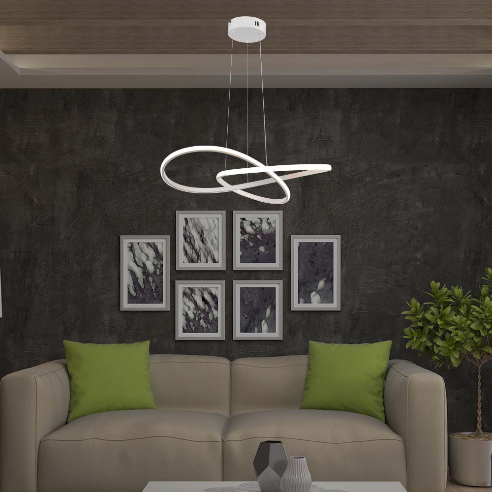 Lampadario LED a Sospensione 20W in Metallo dal Design Moderno 50x10cm Colore Bianco 3000K img 1
