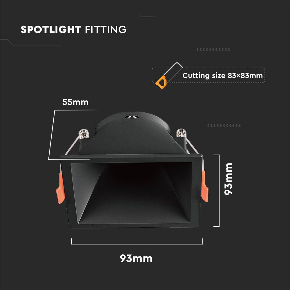 GU10 Fitting Square Black