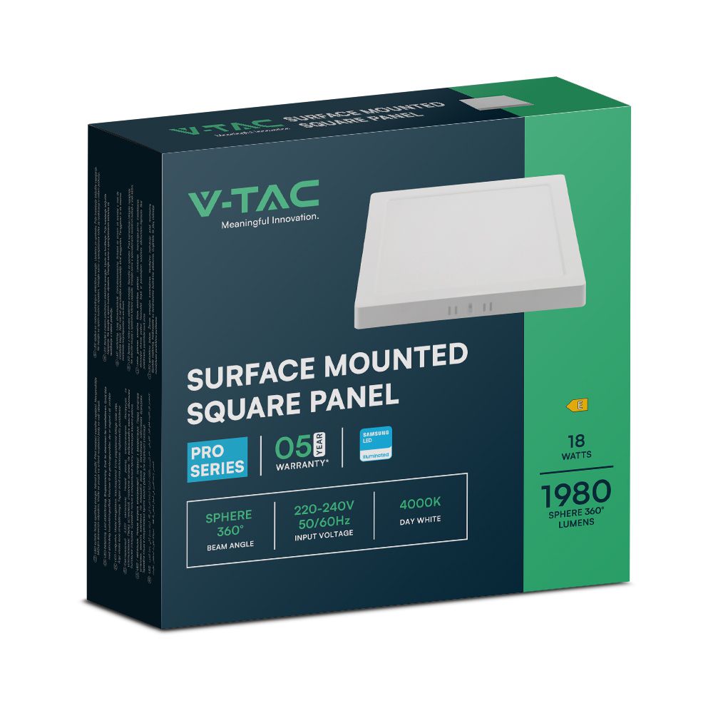 18W LED SAMSUNG CHIP Backlit Panel Surface Mounted Square 4000K