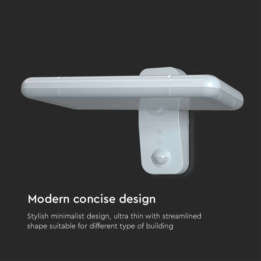 Lampada LED Solare 15W da Muro Rettangolare con Batteria LiFePO4 3.2V Colore Bianco CCT: 6000K+4000K IP65