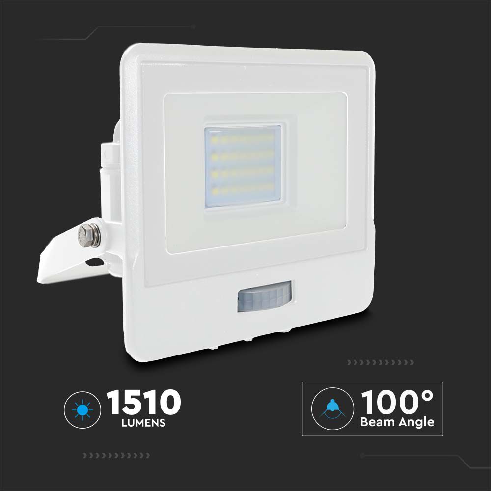 20W LED PIR Sensor Floodlight SAMSUNG CHIP White Body 4000K img 6
