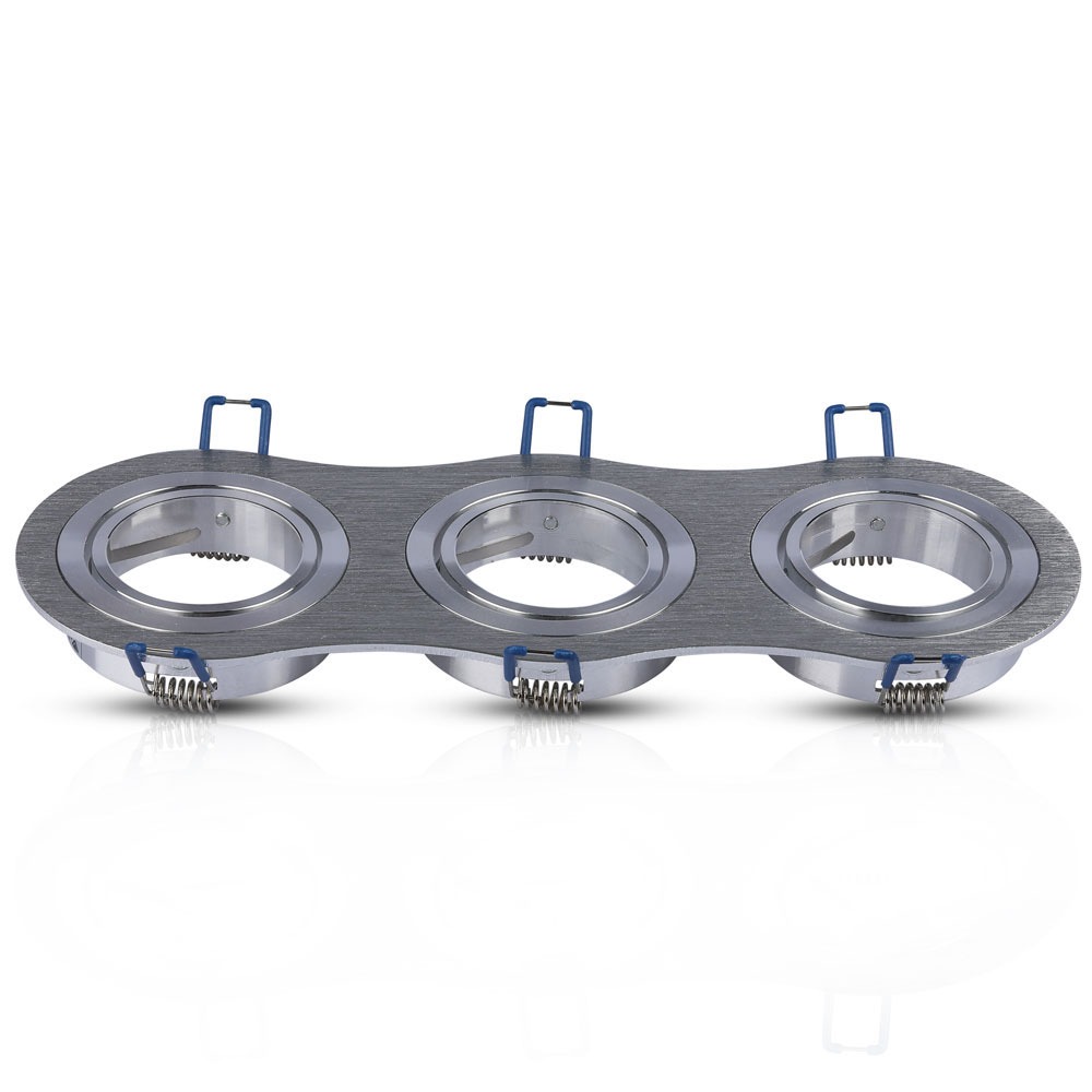 3*GU10 Corpo Rotondo Aluminium Brush img 1