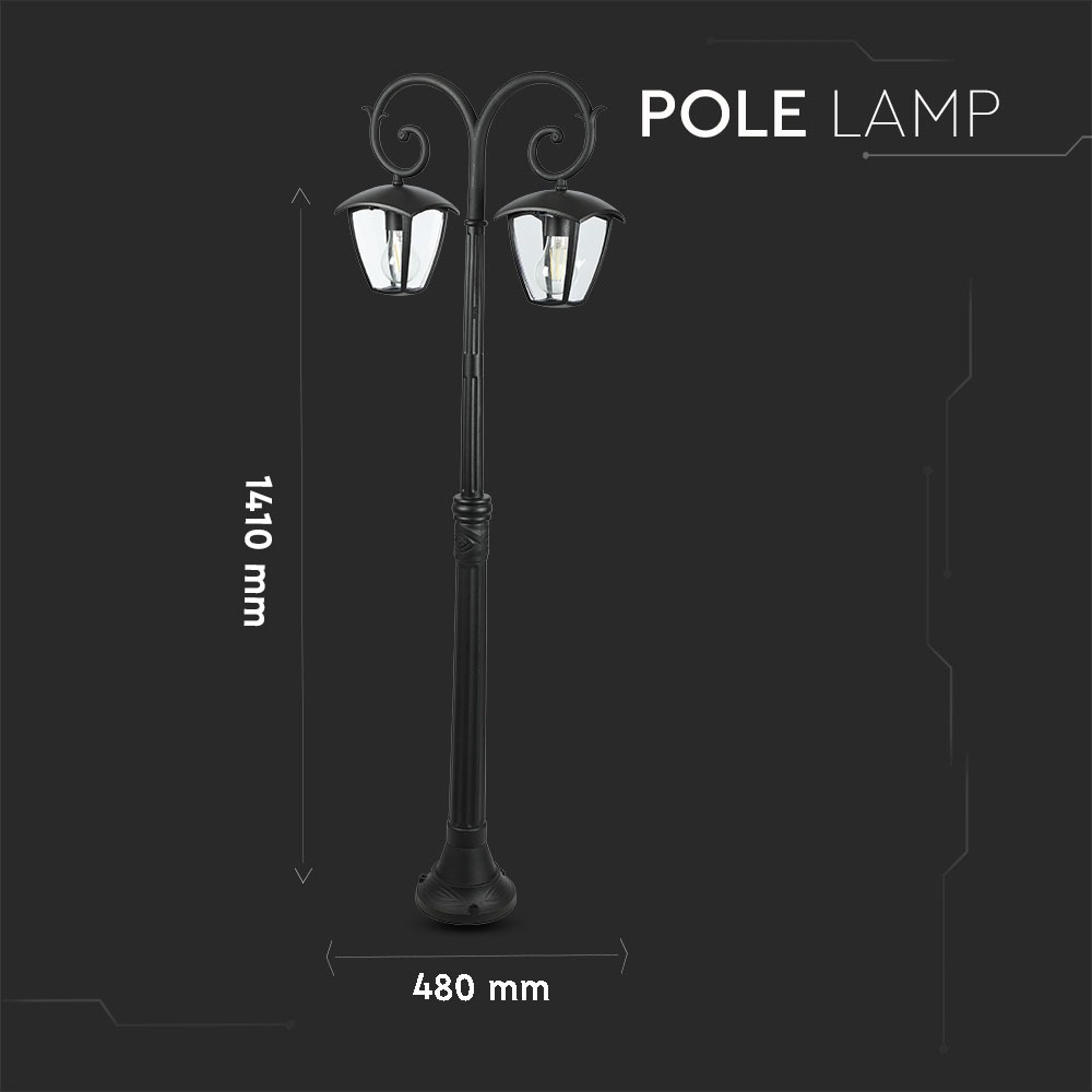Lampada Giardino 2xE27 1410mm IP44 Nero