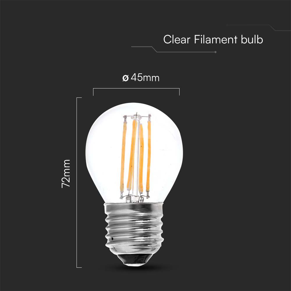 Lampadina - 6W Filament E27 G45 Clear Cover 3000K